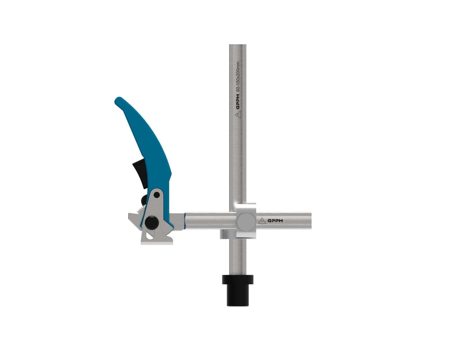 Schraubzwinge mit Hebel und einstellbarem Ausleger